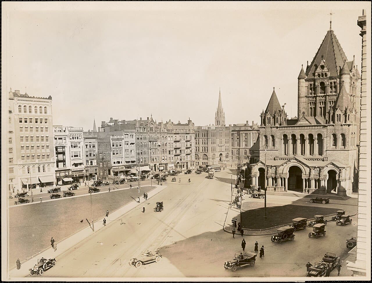 Copley Square and the church in 1916