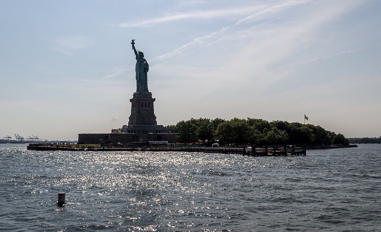 Liberty Island seen from the harbor